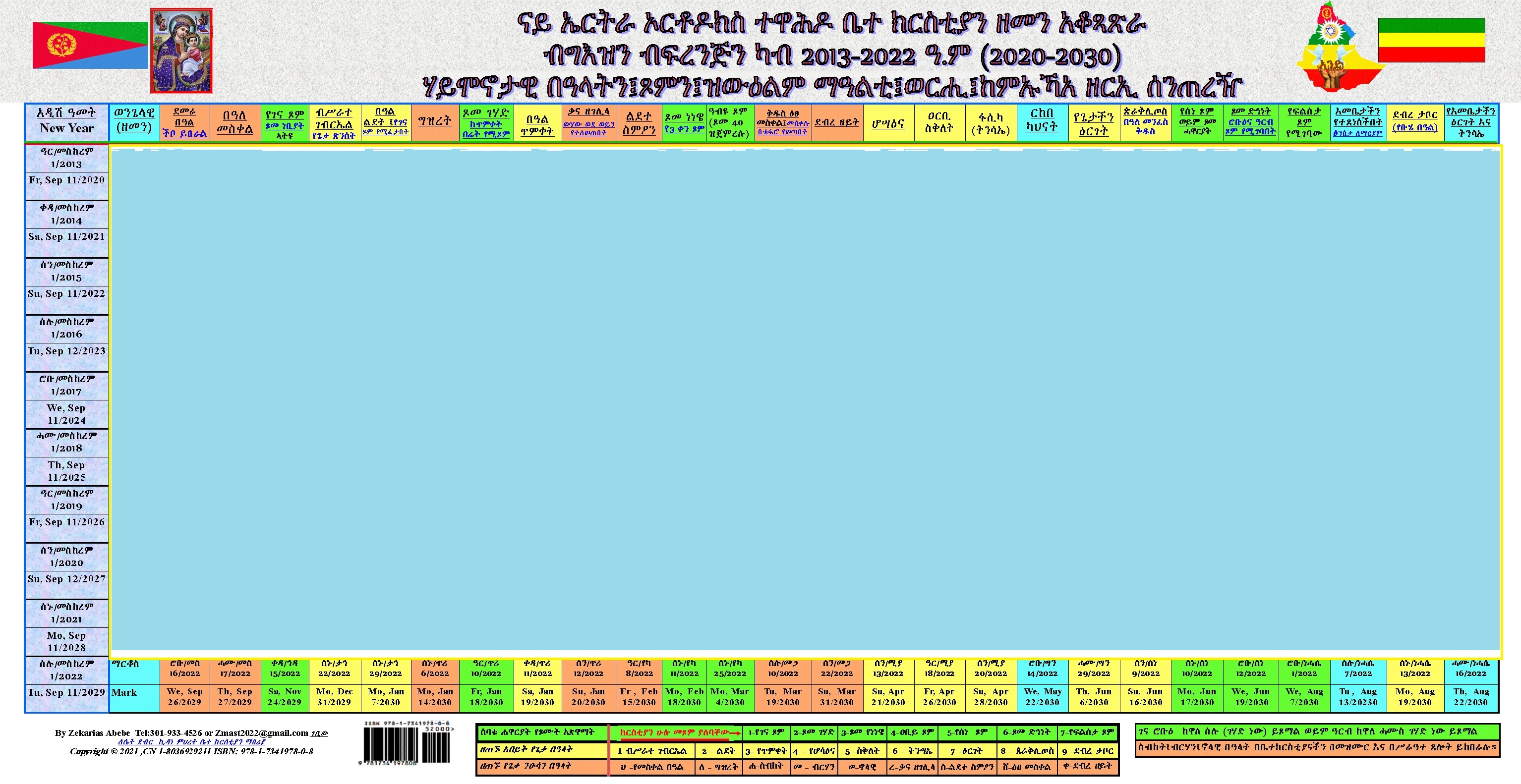  የኢትዮጵያ ዘመን አቆጣጠር ከ2013-2022 ዓ.ም (2020-2030)